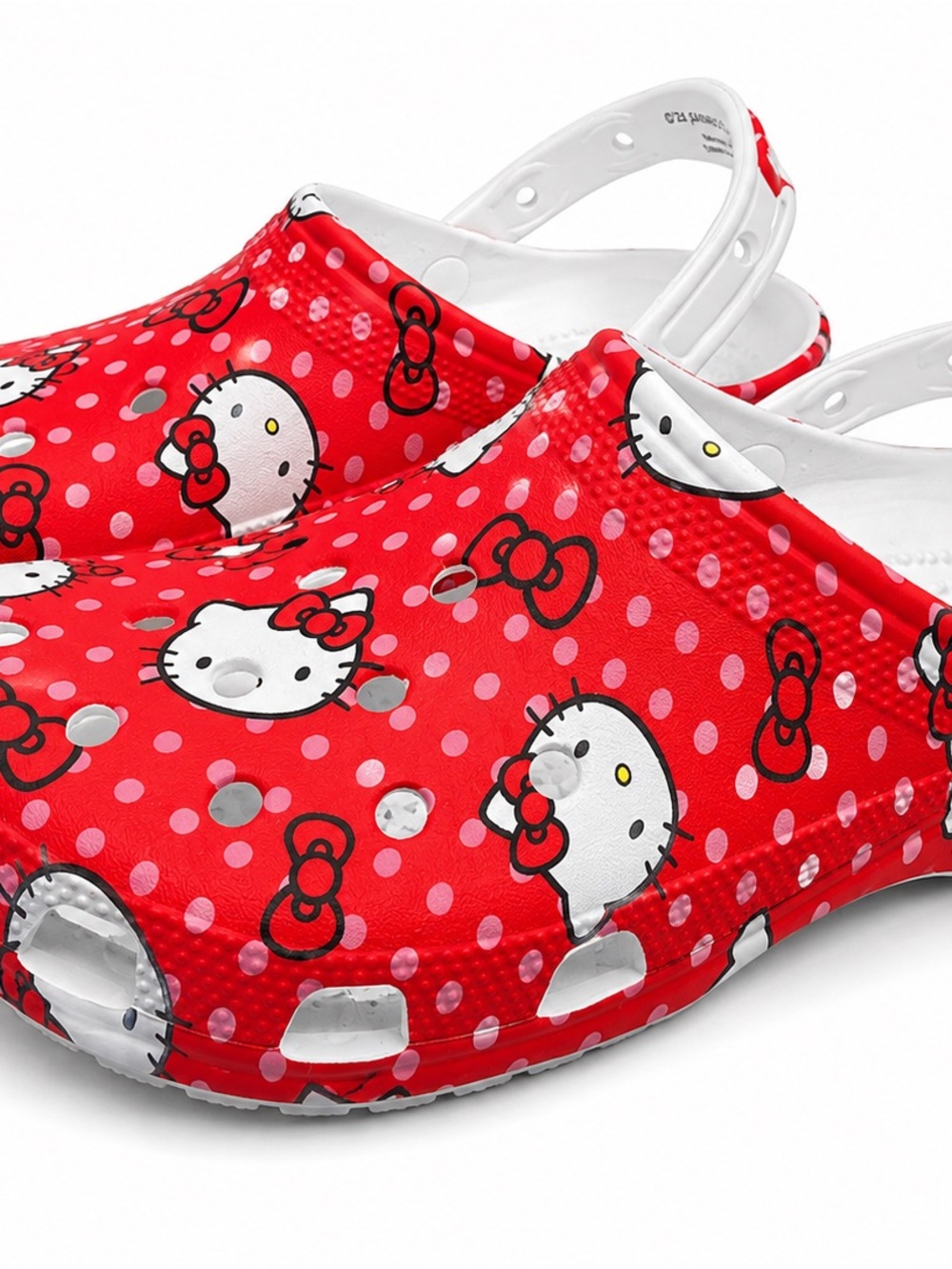 CROCS Red Hello Kitty Polka Dot Clog Mules with White Strap